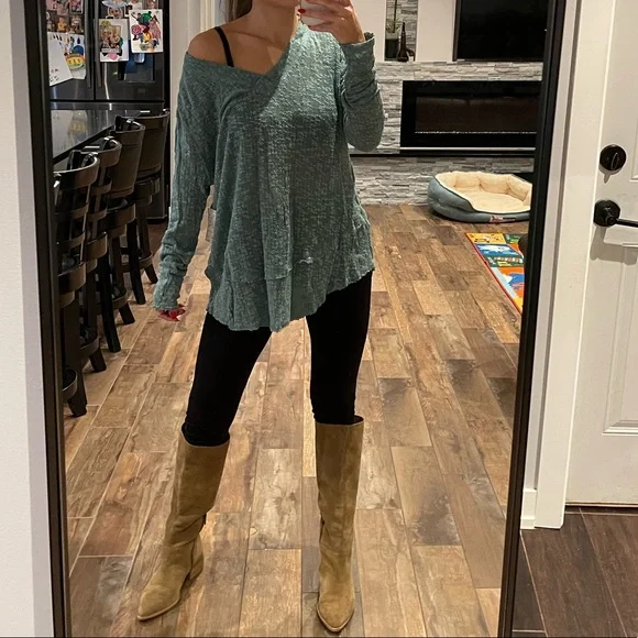 Free People Ocean Air Hacci Top Color Misty Forest - Picture 5 of 9